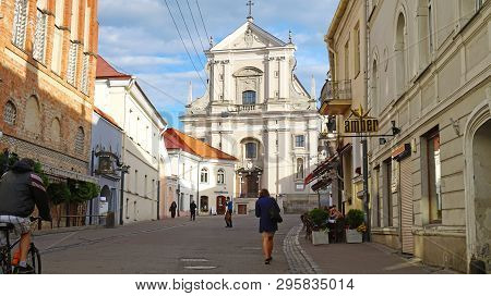 Vilnius, Lithuania - June 7, 2018: Catholic Church Of St. Theresa In Didzioji Street In The Historic