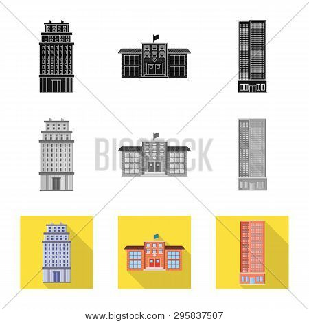 Vector Illustration Of Municipal And Center Logo. Set Of Municipal And Estate   Stock Vector Illustr