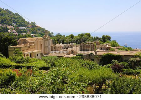Scenic View Of Certosa Di San Giacomo, Carthusian Monastery, Capri, Gulf Of Naples, Campania, Italy