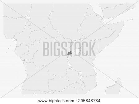 Map Of Africa With Highlighted Rwanda Map, Gray Map Of Rwanda With Neighboring Countries