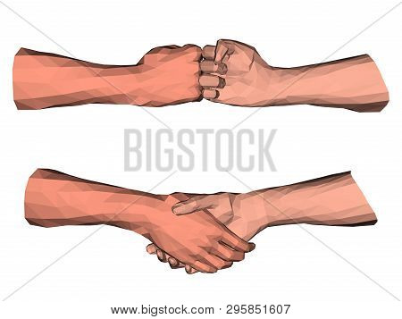 Polygonal Handshake Low Poly Art About Partnership Agreement In Business And Success Cooperation