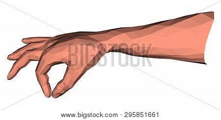 Holding Element In Low Poly Hand As Abstract Human Gesturing For Creative Virtual Origami Art