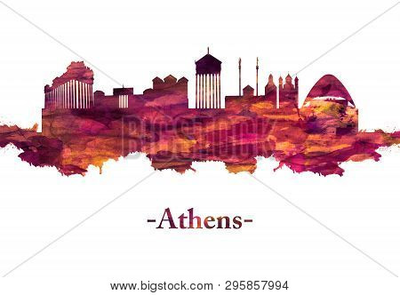 Red Skyline Of Athens The Capital Of Greece It Was Also At The Heart Of Ancient Greece, A Powerful C