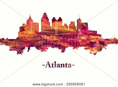 Red Skyline Of Atlanta The Capital Of The U.s. State Of Georgia