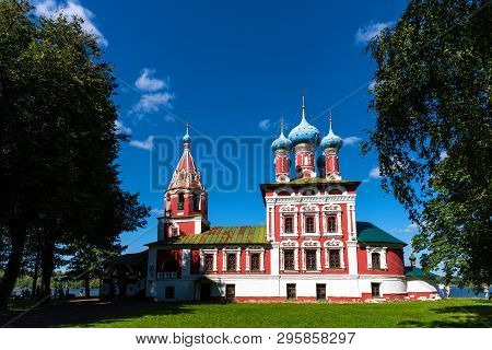 Uglich, Russia - August 11, 2018 : Church Of St Dmitry On The Blood. Beautiful Orthodox Church On Th