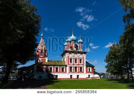 Uglich, Russia - August 11, 2018 : Church Of St Dmitry On The Blood. Beautiful Orthodox Church On Th