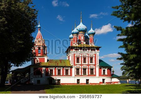 Uglich, Russia - August 11, 2018 : Church Of St Dmitry On The Blood. Beautiful Orthodox Church On Th