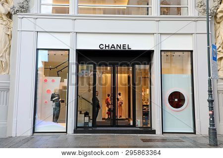Vienna, Austria - January 8, 2019:  A Front Exterior View Of The Chanel Store In Vienna Main Street,