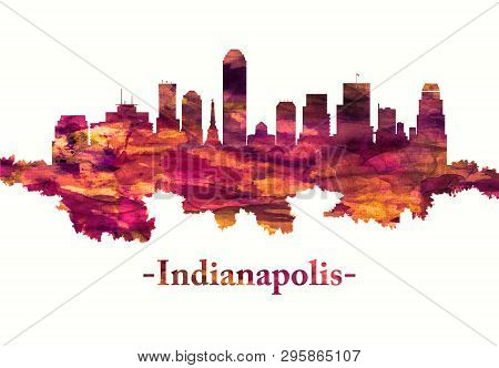 Red Skyline Of Indianapolis, Often Shortened To Indy, The State Capital And Most Populous City Of Th