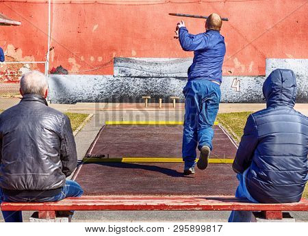 Gorodki - A Russian Folk Sports Game. In This Game You Need Specific Distances To Smash Figures Made
