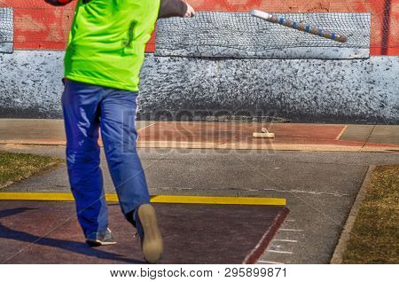 Gorodki - A Russian Folk Sports Game. In This Game You Need Specific Distances To Smash Figures Made