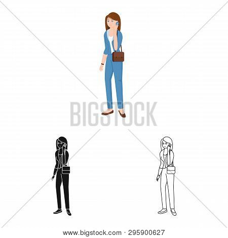 Vector Design Of Woman  And Business Sign. Set Of Woman  And Businessperson Stock Symbol For Web.