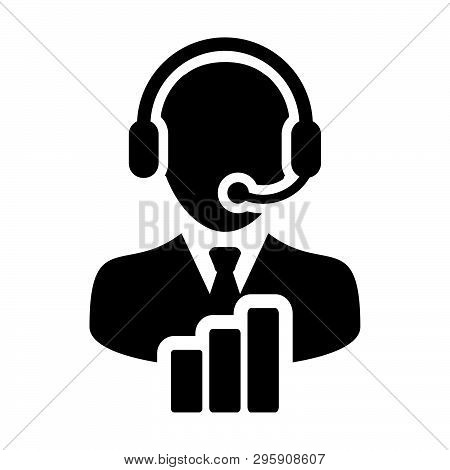 Customer Experience Icon Vector Male Data Support Service Person Profile Avatar With Headphone And B