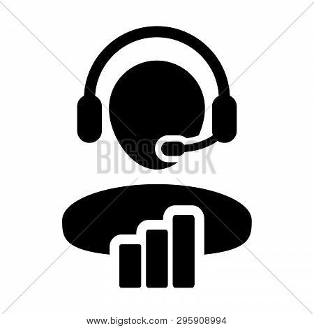 Helpline Icon Vector Male Data Support Customer Service Person Profile Avatar With Headphone And Bar