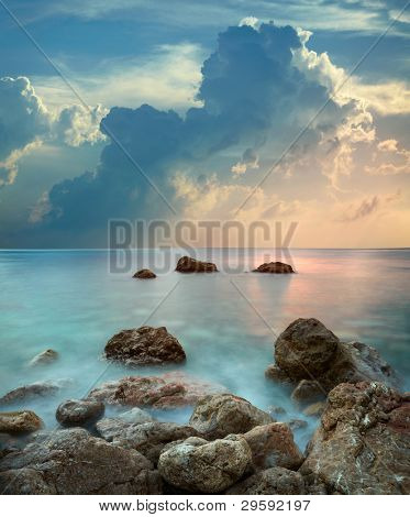 Coucher de soleil de mer