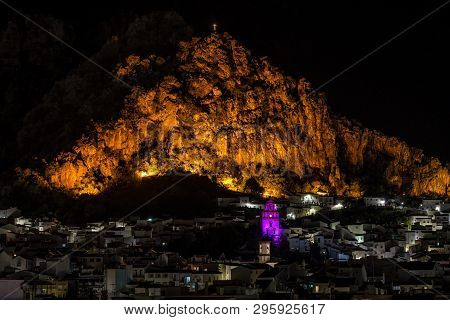 Ermita De San Antonio In Ubrique, Cadiz, Spain. Hermitage Of San Antonio At Night
