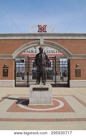 May 30, 2016, Oxford, Oh, Thomas Parmelius Van Voorhis Statue At Miami University Yager Stadium Coll