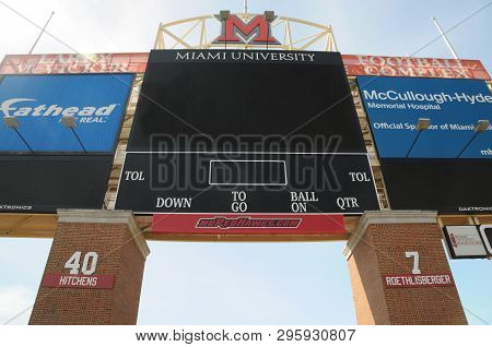 May 30, 2016, Oxford, Oh, Looking Up At The Scoreboard At Miami University Yager Stadium College Foo
