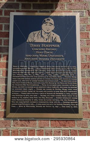 May 30, 2016, Oxford, Oh, Terry Hoeppner Bronze Plaque At Miami University Yager Stadium College Foo