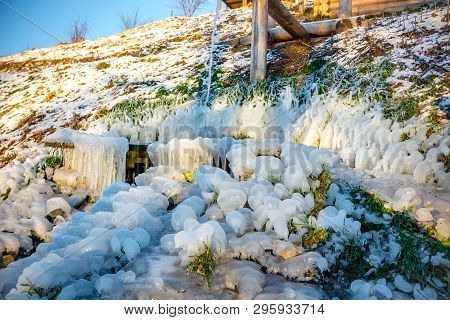 Beautiful Icy Springs In The Cold Season