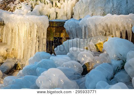 Beautiful Icy Springs In The Cold Season