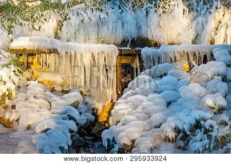 Beautiful Icy Springs In The Cold Season