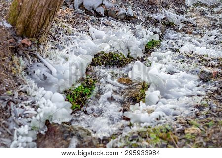 Beautiful Icy Springs In The Cold Season