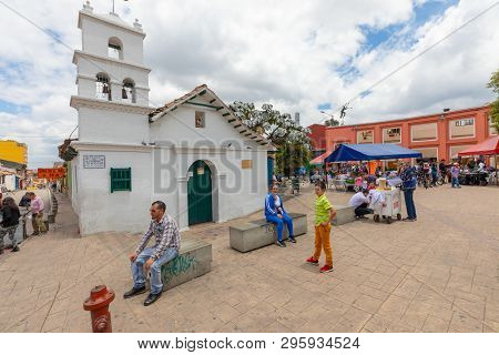 Bogota, Colombia March 31 Ermita De San Miguel Church Is Located In The Historic Center Of Bogota. B