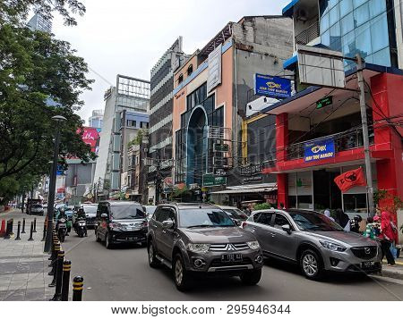 Jakarta, Indonesia  - April 7, 2019: Traffic On Jalan Blora (blora Street).
