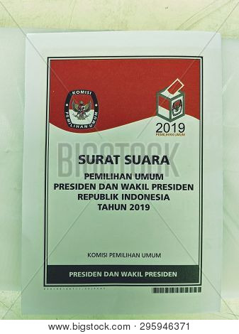 Jakarta, Indonesia - April 17, 2019: The Ballot Of Presidential Election Is Ready To Be Punched To C