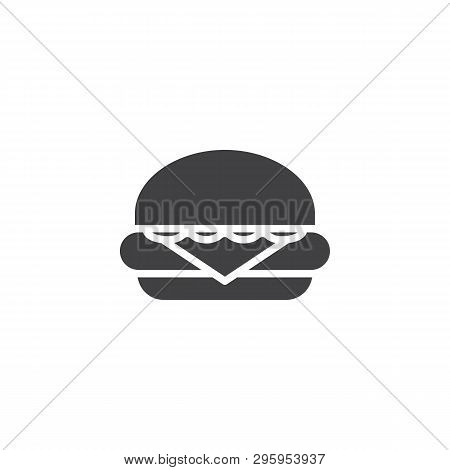 Hamburger, Burger Vector Icon. Cheeseburger Filled Flat Sign For Mobile Concept And Web Design. Big 