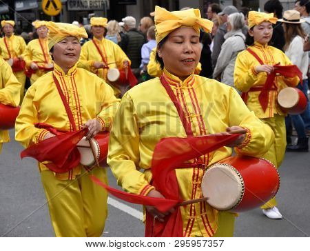 Bowral, Australia - Sept 22, 2018. Falun Gong Meditation. Tulip Time Street Parade Features Marching