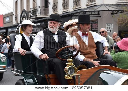 Bowral, Australia - Sept 22, 2018. Tulip Time Street Parade Features Classic And Vintage Cars, March