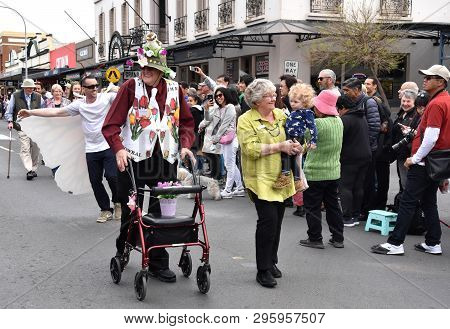 Bowral, Australia - Sept 22, 2018. Tulip Time Street Parade Features Marching Bands, Various Floats 
