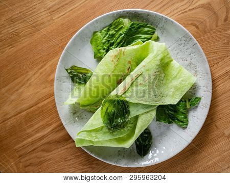 Lavash with basil (soft, thin unleavened flatbread)