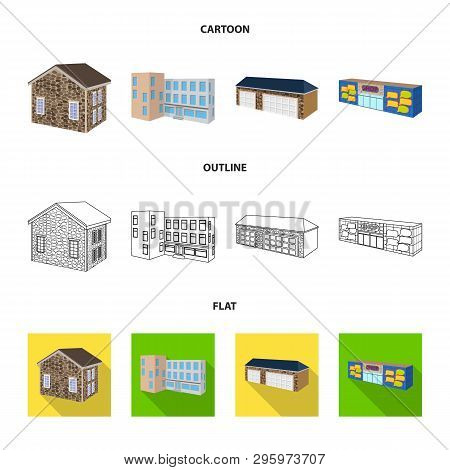 Isolated Object Of Facade And Housing Icon. Collection Of Facade And Infrastructure Vector Icon For 