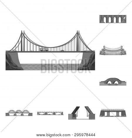 Vector Illustration Of Design And Construct Icon. Set Of Design And Bridge Stock Vector Illustration