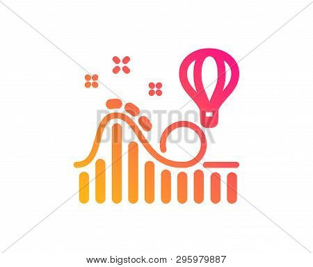 Roller Coaster Icon. Amusement Park Sign. Carousels Symbol. Classic Flat Style. Gradient Roller Coas