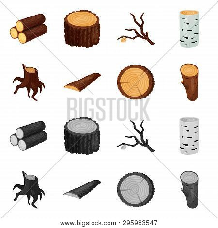 Vector Design Of Tree   And Raw  Symbol. Collection Of Tree   And Construction Stock Vector Illustra