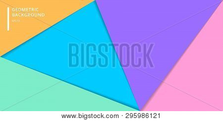 Template Banner Website Of Layered Colorful Paper Style Background. Abstract Geometric Triangles For