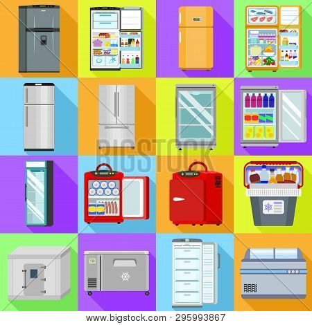 Freezer Icons Set. Flat Set Of Freezer Vector Icons For Web Design