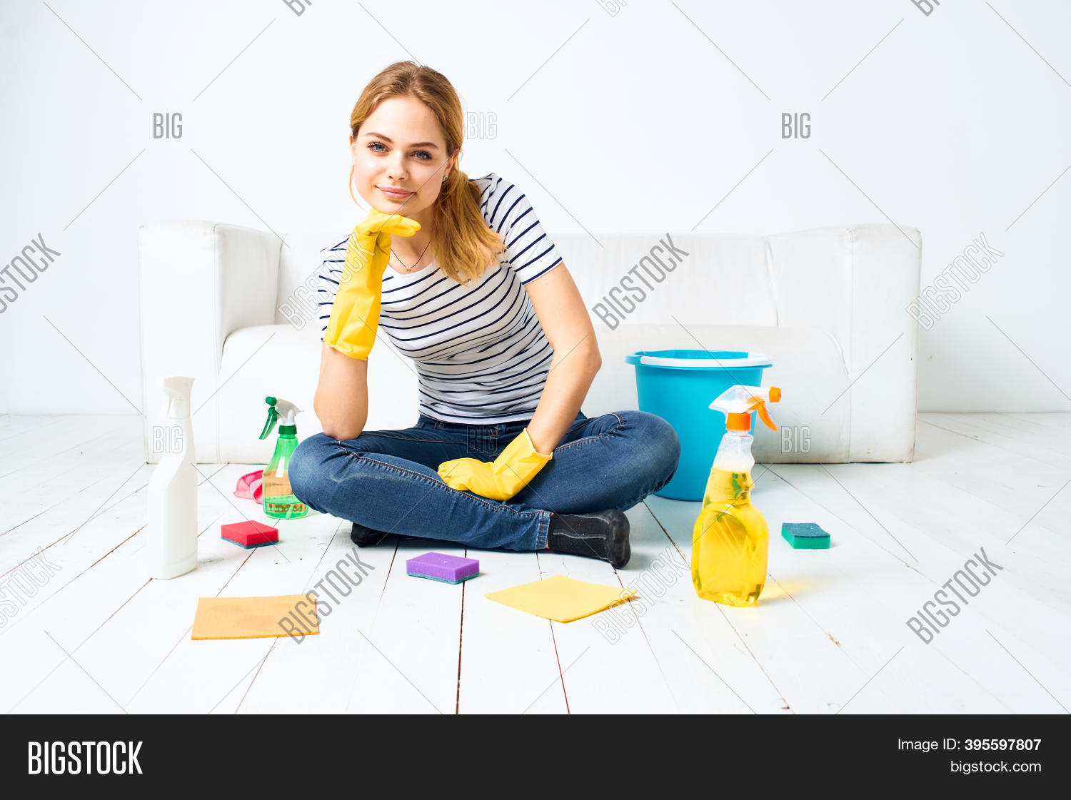Cleaning Lady Sitting Image & Photo (Free Trial) Bigstock