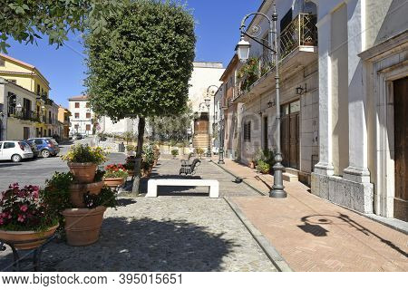 A Narrow Street Among The Old Houses Of Grumento Nova, A Medieval Village In The Basilicata Region, 