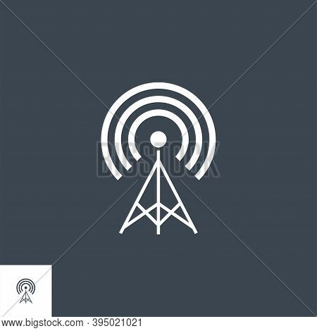 Transmiter Related Vector Glyph Icon. Isolated On Black Background. Vector Illustration.