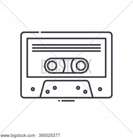 Cassete Tape Icon, Linear Isolated Illustration, Thin Line Vector, Web Design Sign, Outline Concept 