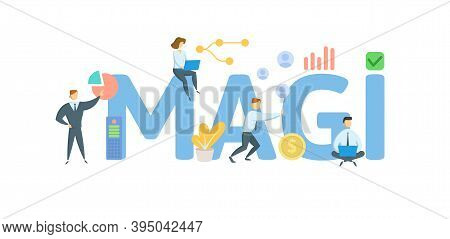 Magi, Modified Adjusted Gross Income. Concept With Keywords, People And Icons. Flat Vector Illustrat