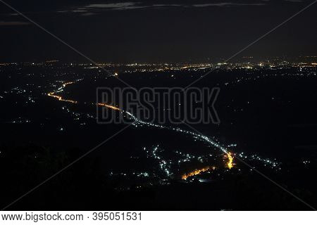 The City View Illuminated In The Night Sky