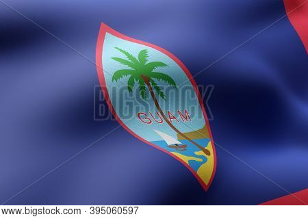 3d Rendering Of A Guam Flag Waving