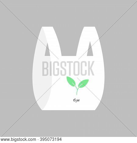Biodegradable Plastic Packet. Vector Illustration Of Natural Package With D2w Design.
