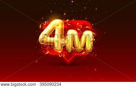 Thank You Followers Peoples, 4m Online Social Group, Happy Banner Celebrate, Vector